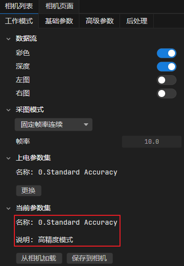 当前参数集更新显示